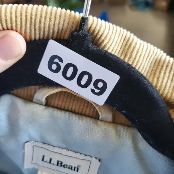 LL Bean Coat Womens Large Blue Canvas Barn Corduroy Collar Lined Jacket Pockets - Picture 14 of 14
